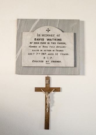 Memorial to David Watkins in Bryngwyn Church